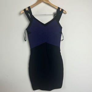 Marciano bandage body on dress size small black and purple